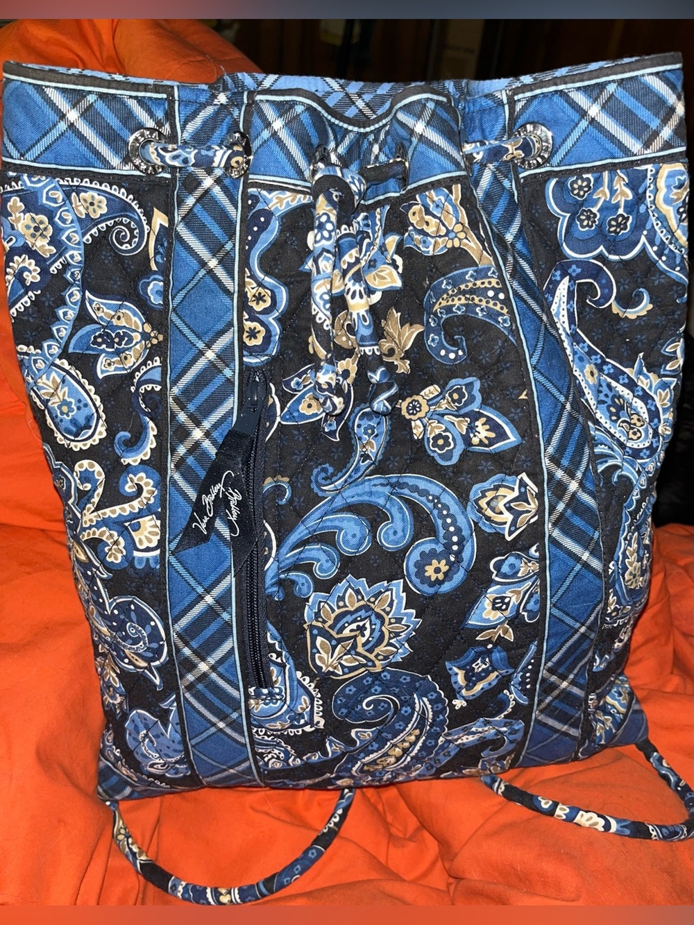 Vera Bradley Quilted Blue Paisley Backpack/Tote Bag